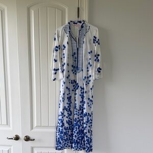 Ro's Garden Clorinda Kaftan Blue Floral Maxi Dress